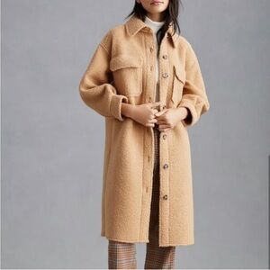 Anthropologie If By Sea Shoreline Sherpa Shirt Jacket. Small. Beige.